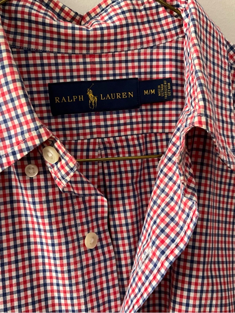 Ralph Lauren Red White Blue Gingham Button-Down Shirt